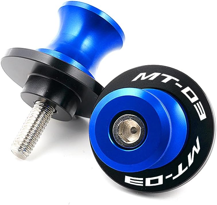 MOWOK Fit For YAMAHA MT-03 MT03 2015 2016 2017 2018 2019 2020 2021 2022 2023 2024 2025 Motorcycle 6MM Swingarm Spools Slider M6 Stand Screws (Blue) - Image 1